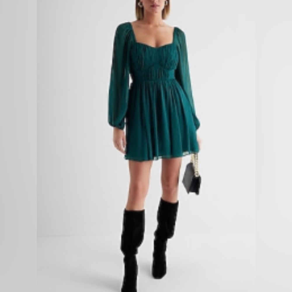 EXPRESS Long Sleeve Mini Babydoll Dress